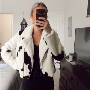 Cow Print Fur Jacket